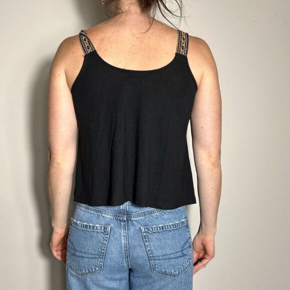 Vintage y2k Wet Seal Bohemian Rainbow Black Crop Tank Size Medium - Picture 2 of 3